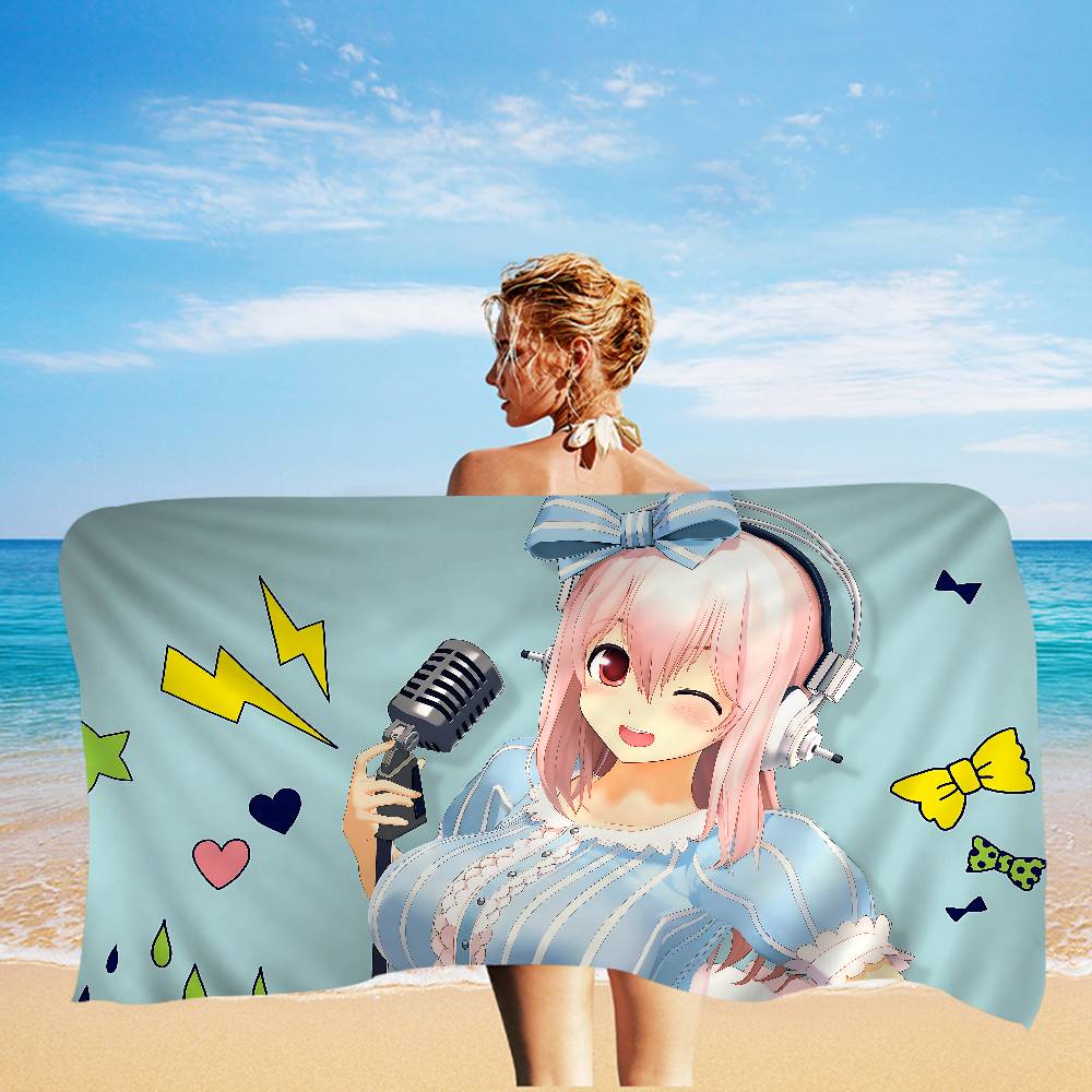 Virtual Idol Super S-Sonico Beach Towel Colorful Bath Towels For Girl Microfiber Quick Dry Sand Free Beach Yoga Gym Pool