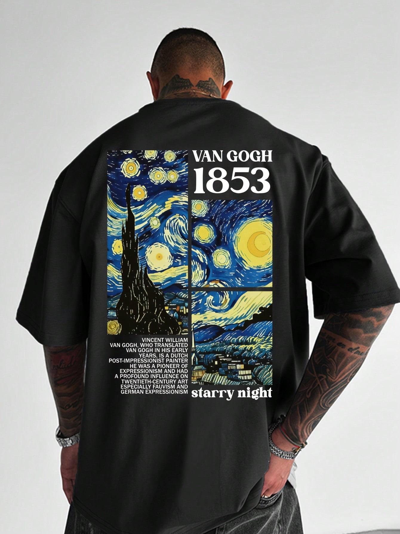 

MenS Casual TShirt With Van Gogh Starry Night Tribute Print Comfortable Breathable Stretchy Fabric Perfect For Home 4XL