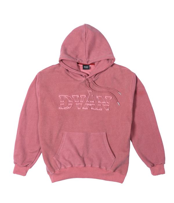 Devan Damaged Embedded Pigment Hoodie Dark Pink Pink / 2 Size