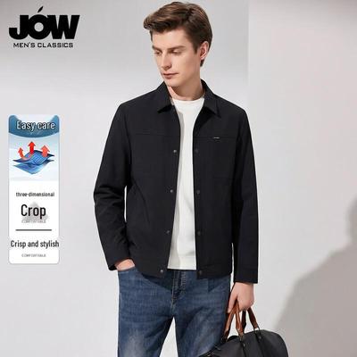 JOW Men's Simple Lapel Business Bomber Jacket