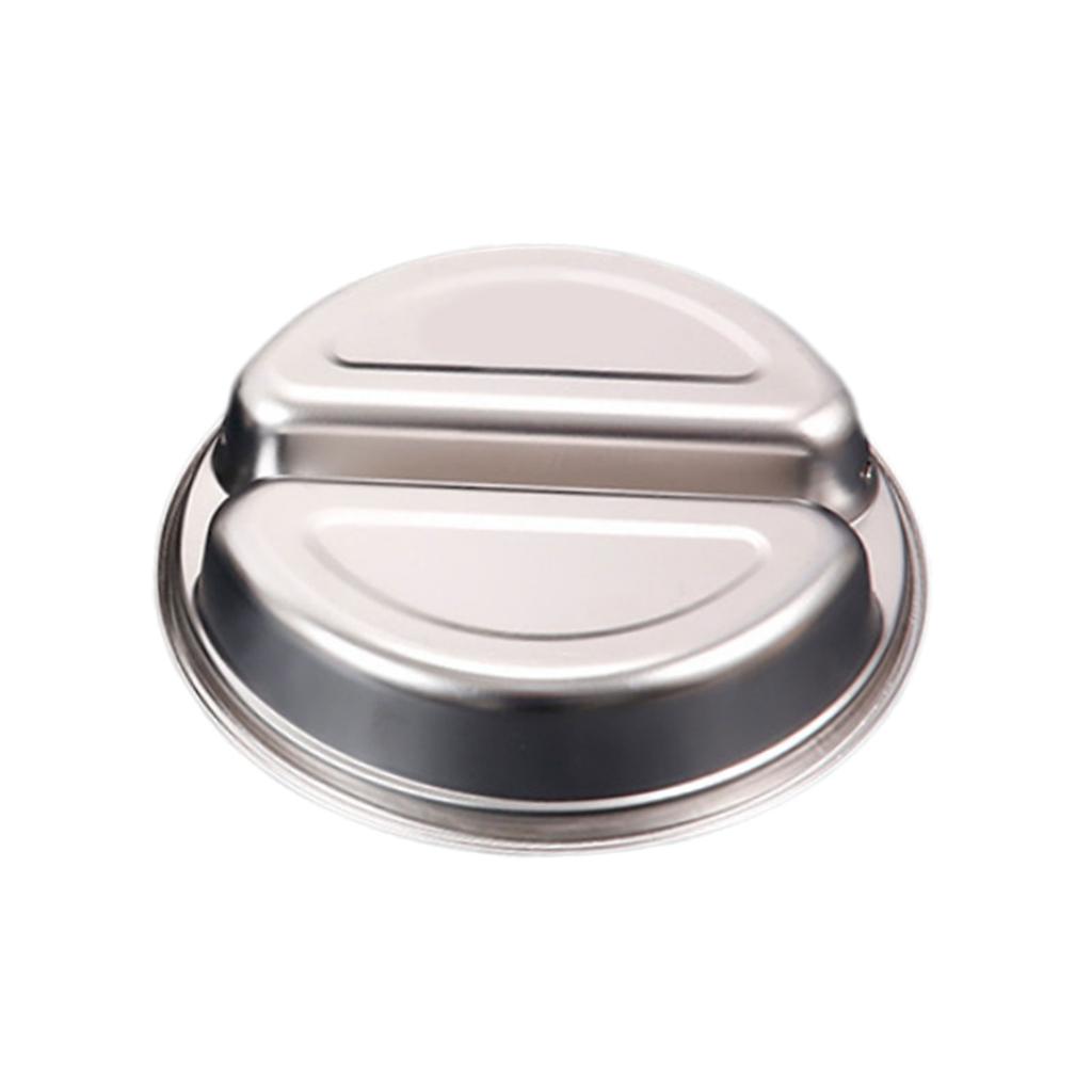Large Stainless Steel Divided Steamers Tray for Vegetables and Rice Round Food Holder with Double Handle Steaming Plate