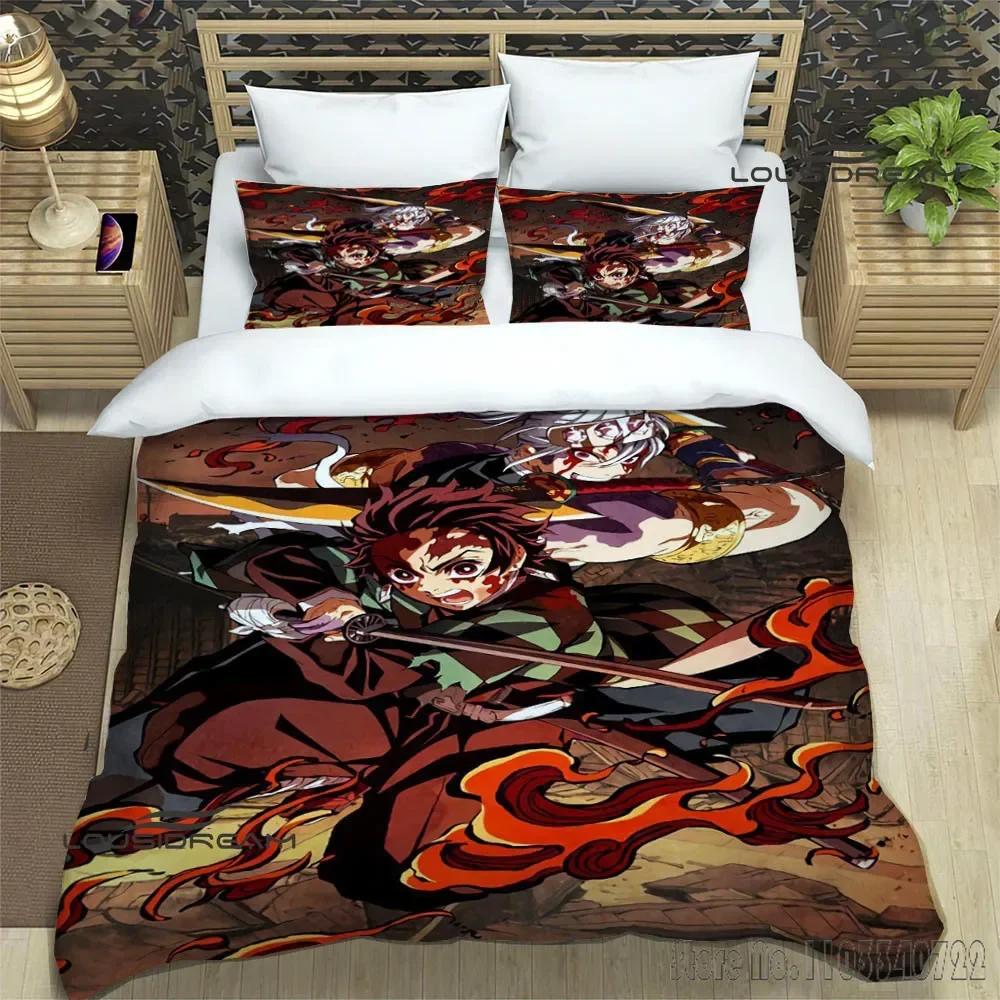 Demon Slayer Printed Duvet Cover Set HD Comforter Cover for Kids Bedding Sets Bedclothes Bedroom Decor