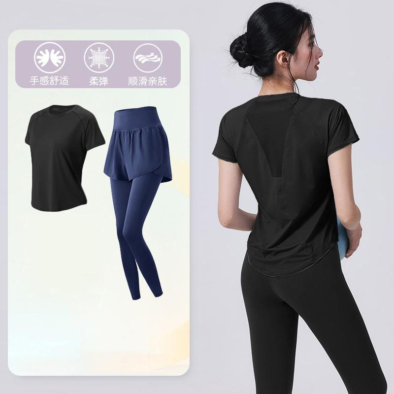 Tennis suit women's short-sleeved training clothes outdoor running quick-drying clothes thin badminton T-shirt fitness clothes
