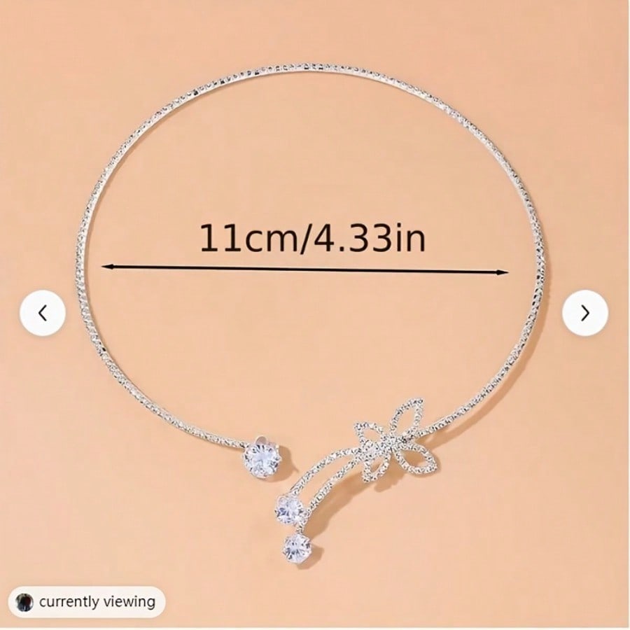 A Fashionable Diamond Butterfly Neckline Cross-border Jewelry Fashion Simple Water Drop Diamond Necklace Collar Chain