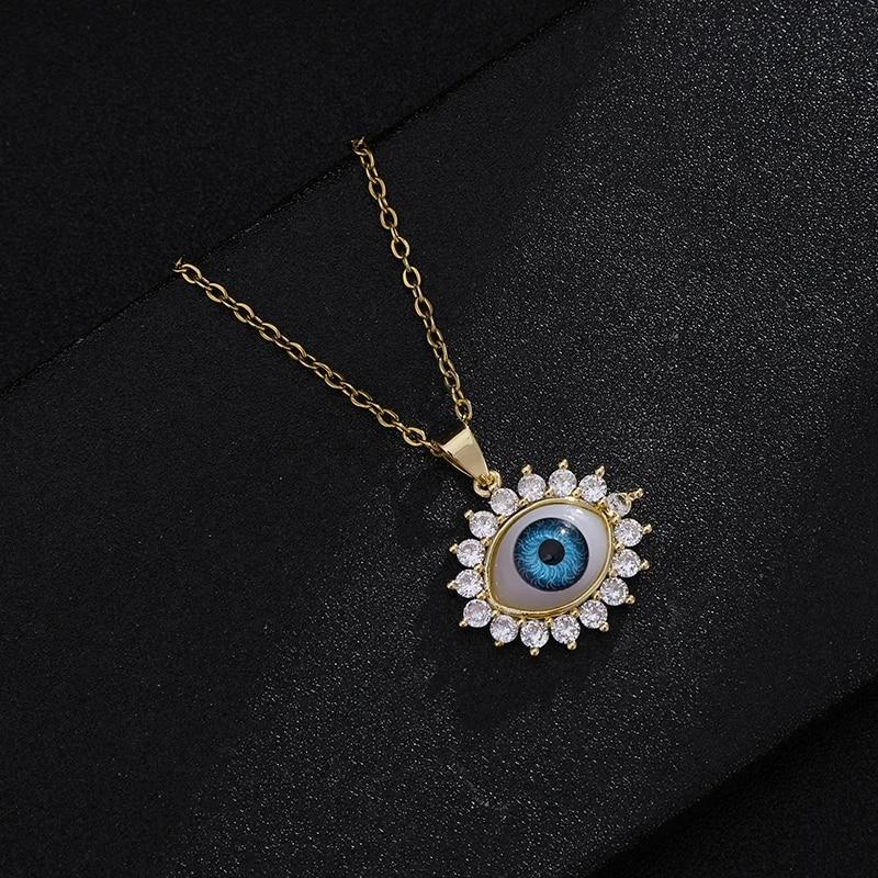 

Турецкое ожерелье Lucky Evil Eye, женское 8 стилей, голубые глаза, женское очарование, модная эмалированная цепочка из нержавеющей стали, ожерелье, ювелирное изделие, подарок Eyes 0445cm