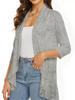 Cardigan stampato in tinta unita, nuovo per primavera e autunno, con maniche a sette quarti e top arricciato