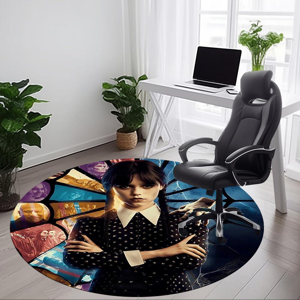 1pc Wednesday Office Round Area Rug, Indoor Mat Suitable For Office, Under Office Chairs Bedroom Living Room Home Decor, Room Deco