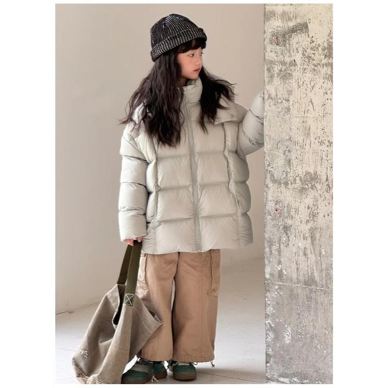 Children's Down Jacket Hooded Natural Fur Collar Winter Girls' Coat Warm White Duck Down Boys' Loose Fit Jacket