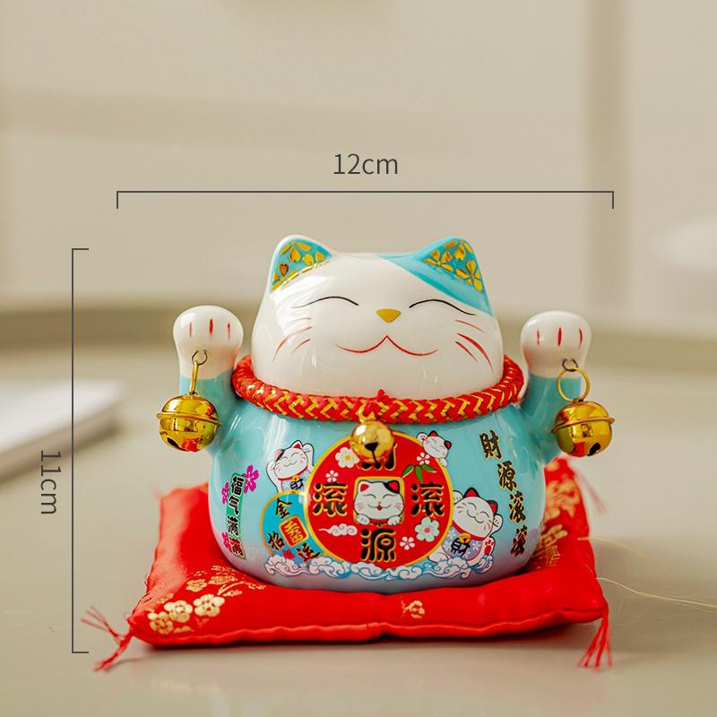 Gatto Portafortuna Maneki Neko in Ceramica da 4,5 Pollici Salvadanaio Gatto Colorato della Fortuna Decorazione per la Casa Regalo Ornamento Feng Shui