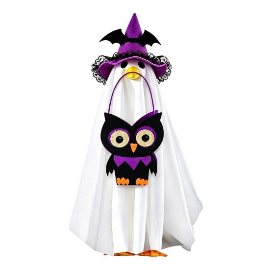 Yousheng Halloween Ghost Goose Costume, Wizard Hat, Ghost Cape, Pumpkin Candy Bag, Outdoor Yard Decoration for Goose Statue or Garden