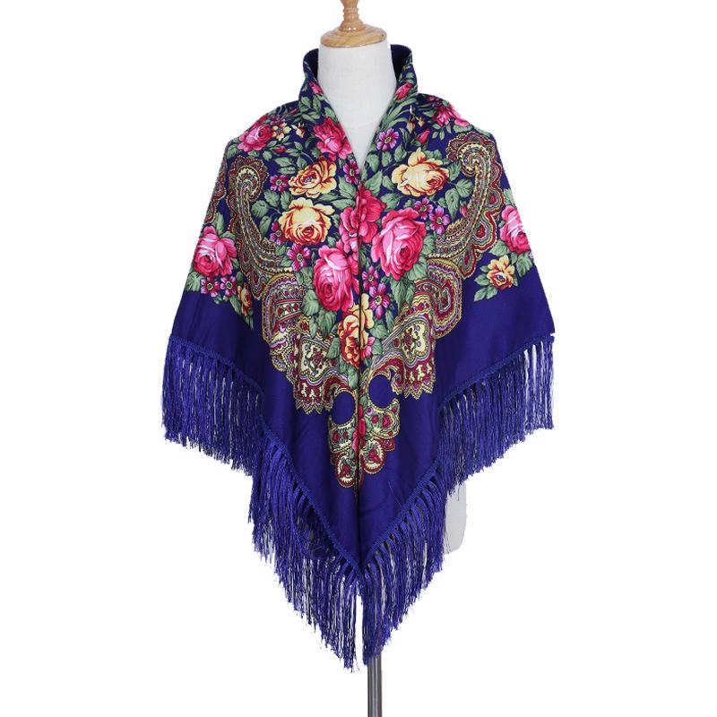 Ethnic Cheongsam Shawl: Russian Print Square Scarf Headscarf