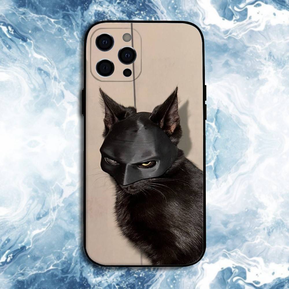 Pet Cat Funny memes Phone Case For iPhone17,16,15,14,13,12,11 Plus,Pro Max, Soft Silicone Black Cover