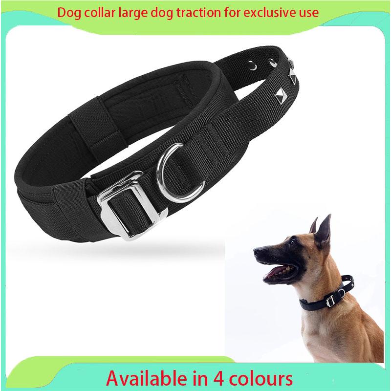 Dog collar special for large dog leash, large dog explosion-proof rivets, pet leash, tactical collar training accessories. чёрный