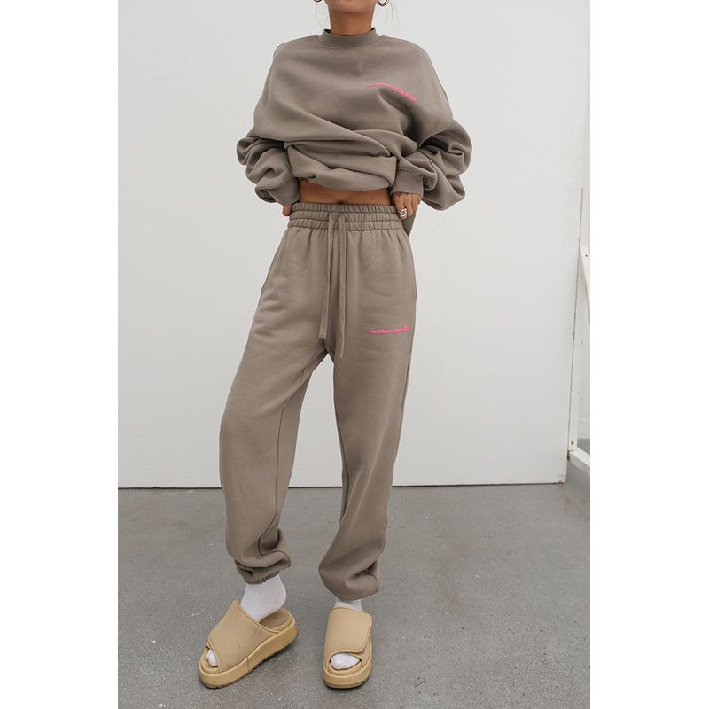 Khaki Green With Fleece Lining Gender-Free Sweatpants Sweatshirt