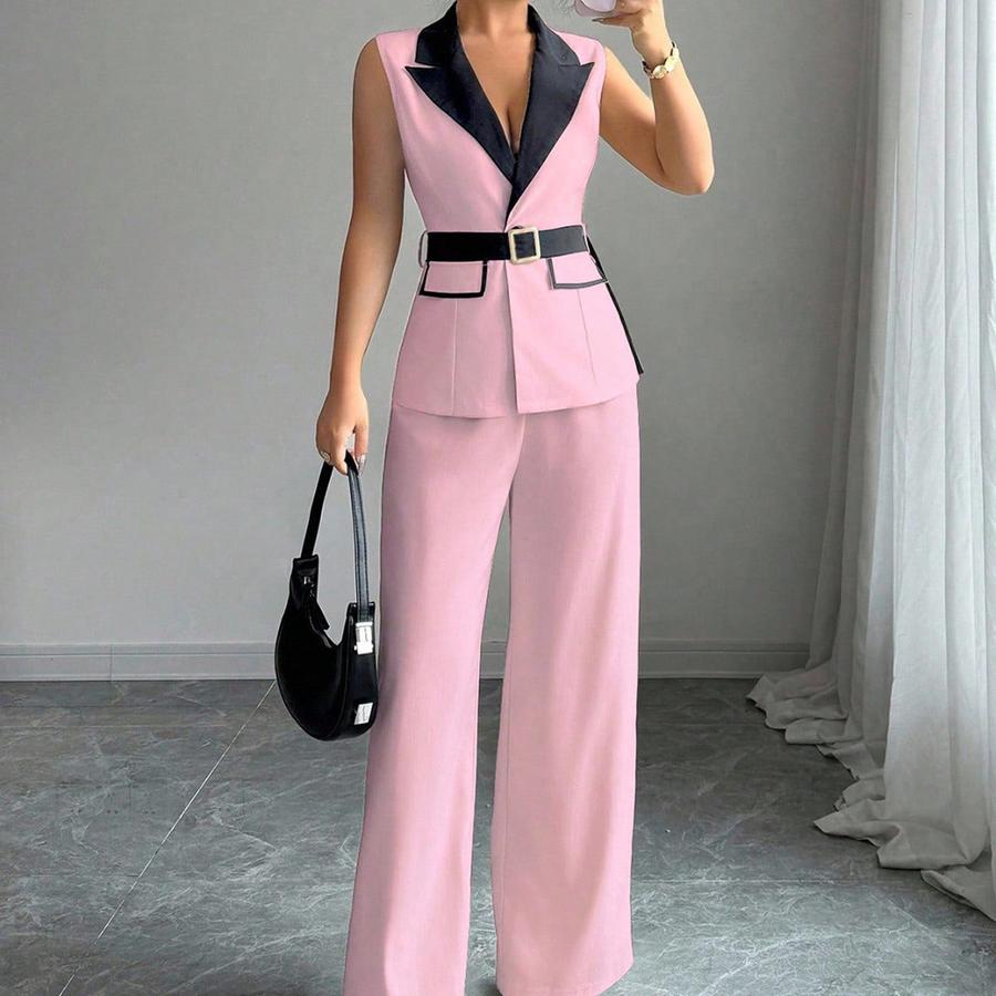 Autumn Chic Elegant Camisole High-Rise Straight Leg Pants Women's Set Women's Suit Vest Set