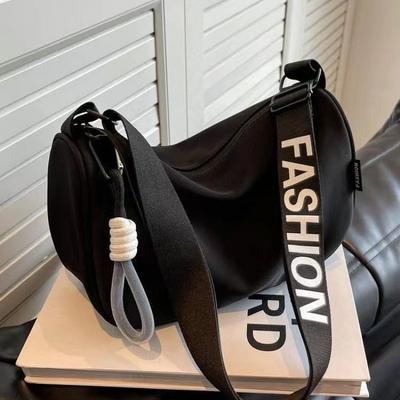 Stylish Large Capacity Canvas Shoulder Bag for Women Versatile Crossbody Pillow Bag Casual Nylon Tote with Wide Strap