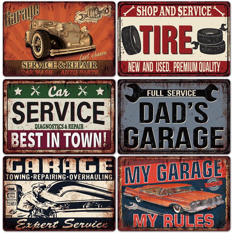 2024 American-Style Industrial Auto Repair Tin Sign - Frameless Decorative Wall Art