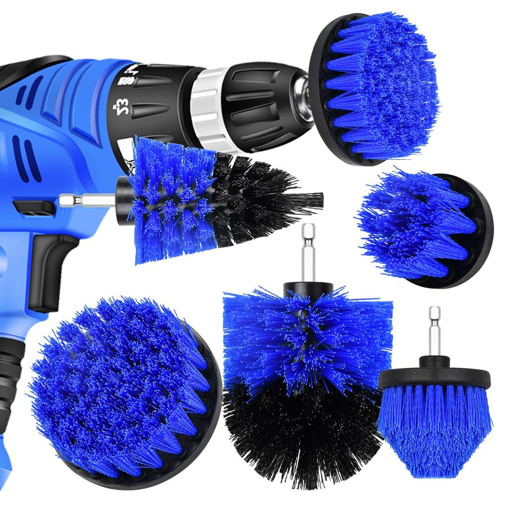 Drill Brush Attachment Set Electric Drill Brush Cleaning Hexagonal Shaft 5 Piece Set Blue Drill Brush Cleaning Multipurpose Cleaning Brush Set for