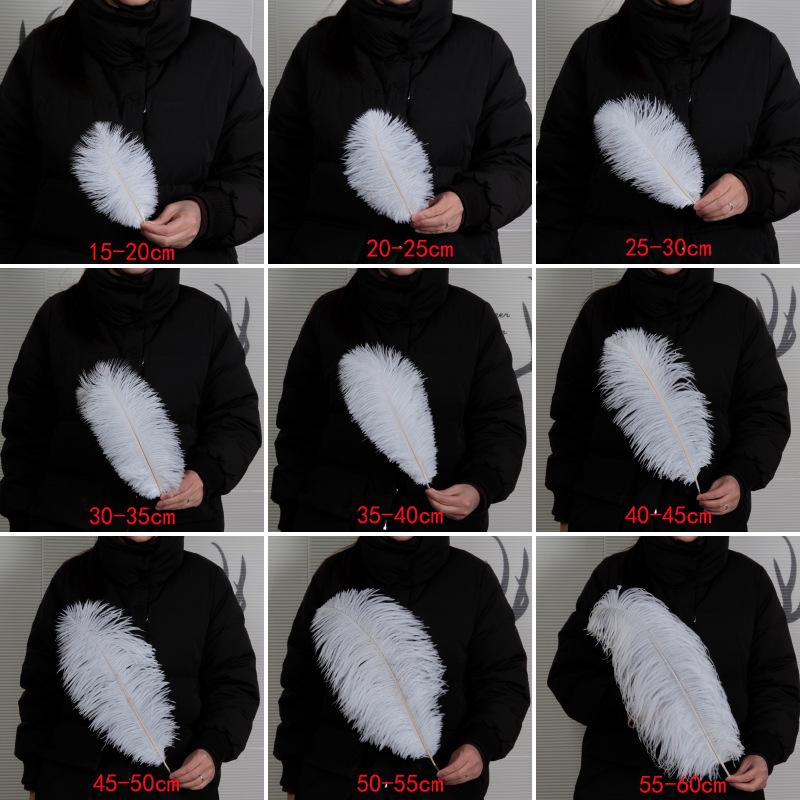 Bílá pštrosí pera 15-80 cm pro osvětlení, výzdobu svatební uličky, fotografické rekvizity a ozdoby do váz