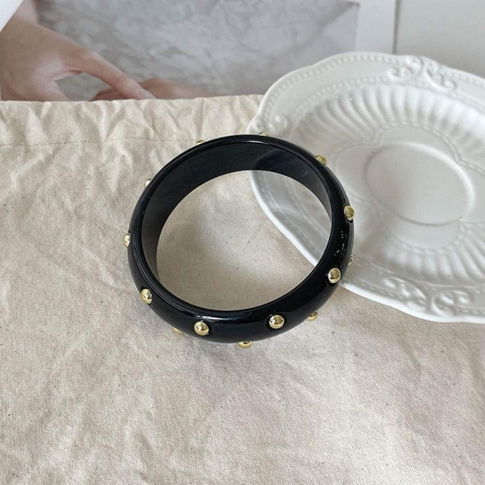 Punk Style Resin Bangle Vintage Chunky Bracelet Metal Point Wide Bangle Women Accessories