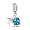 Copper Blue Airplane Camera Suitcase Pendant Fit Original Design Bracelet Jewelry Charm Bead Necklace Diy Female Fashionable Jewelry