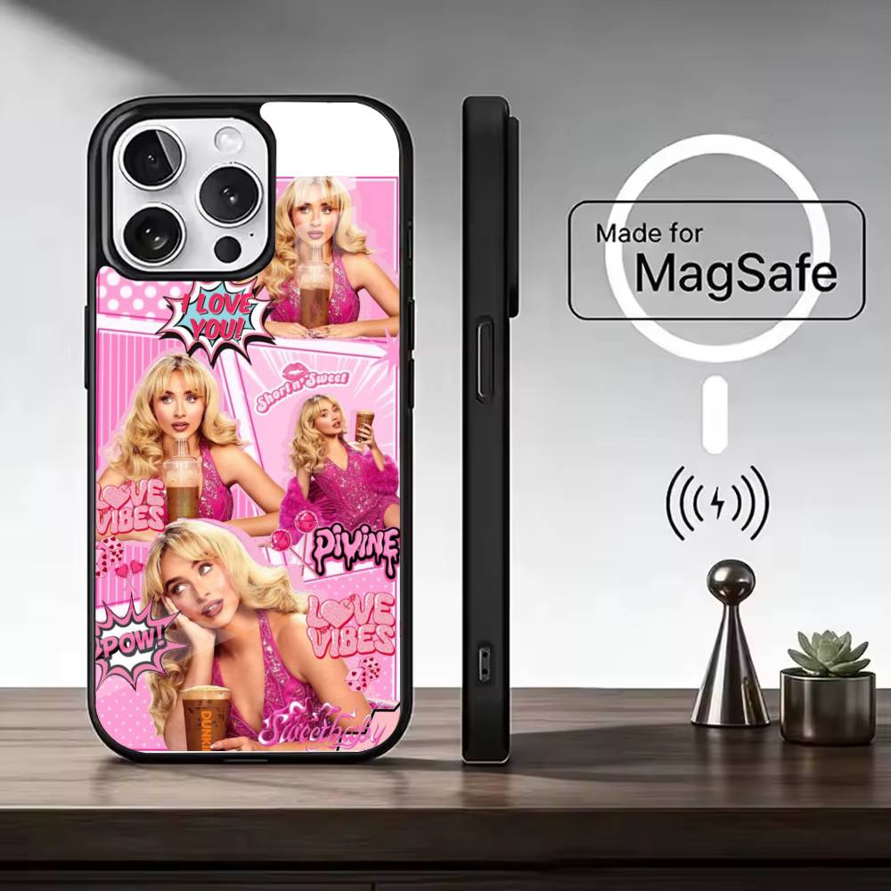 S-Sabrina C-Carpenter Singer Phone Case For iPhone17,16,15,14,13,12,11 Plus,Pro Magnetic with Magsafe Wireless Charging iPhone16