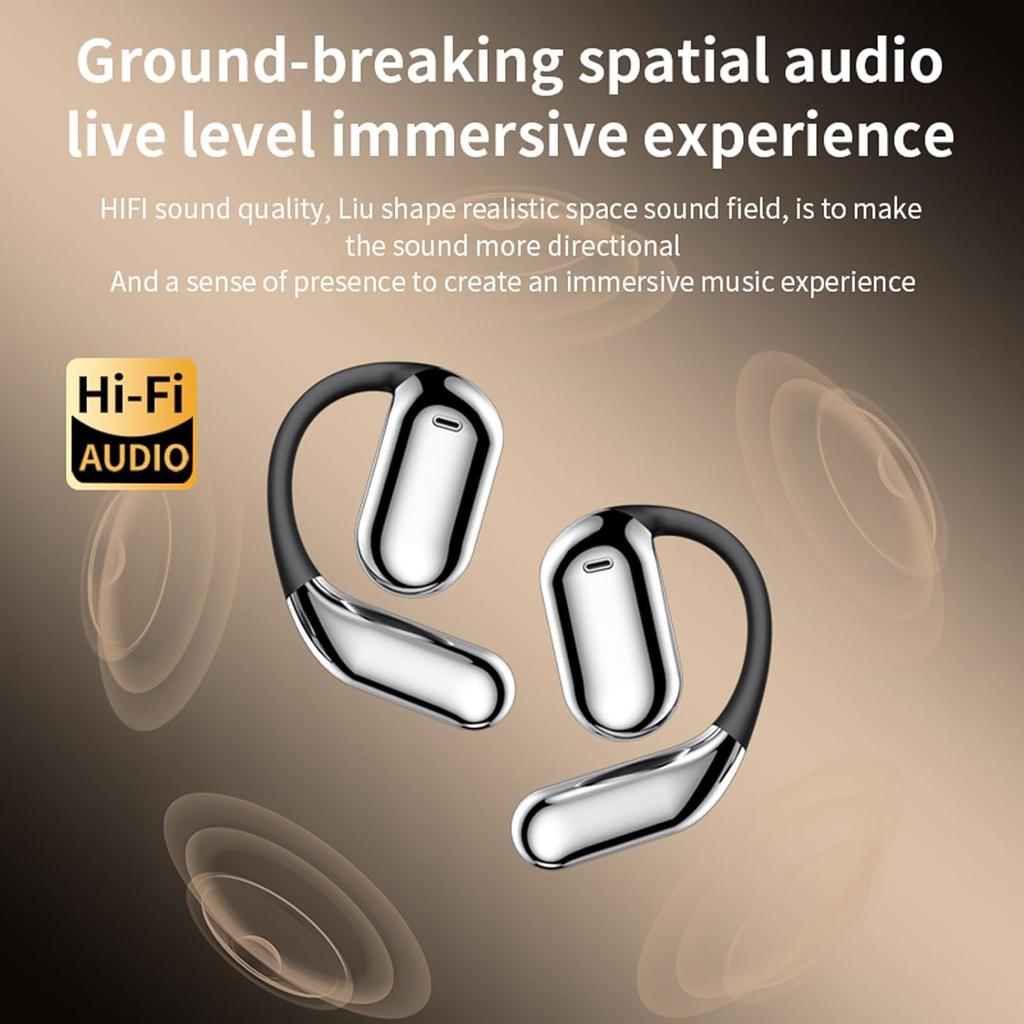 Touchscreen LCD Open Over the Ear Earbuds with Touch Screen Case Bone Conduction Smart Earbuds Headphones Wireless Bluetooth Earphone Outside Out of