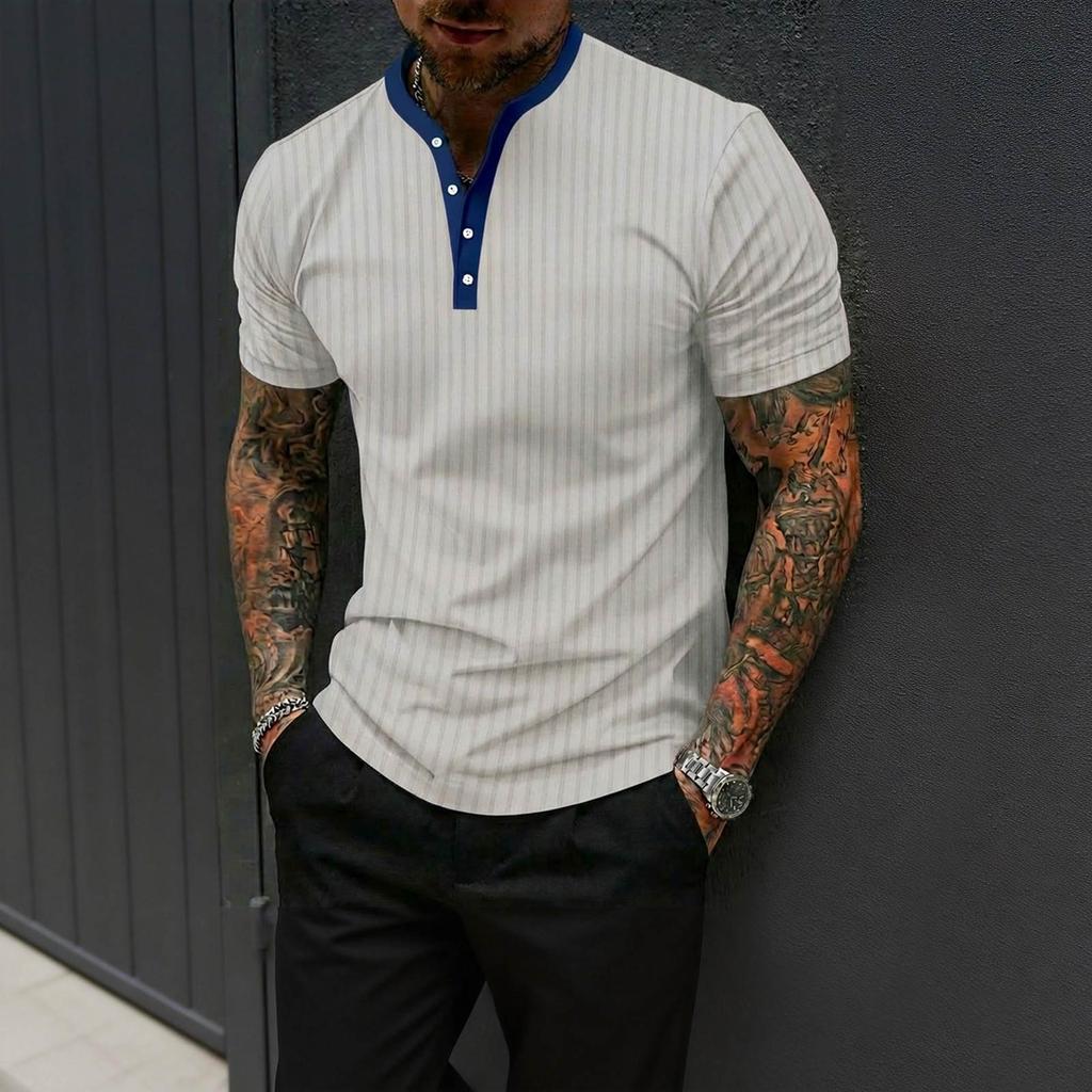 Men's High Stretch Ribbed Knit Stand Collar Shirt: Workout, Casual & Stylish