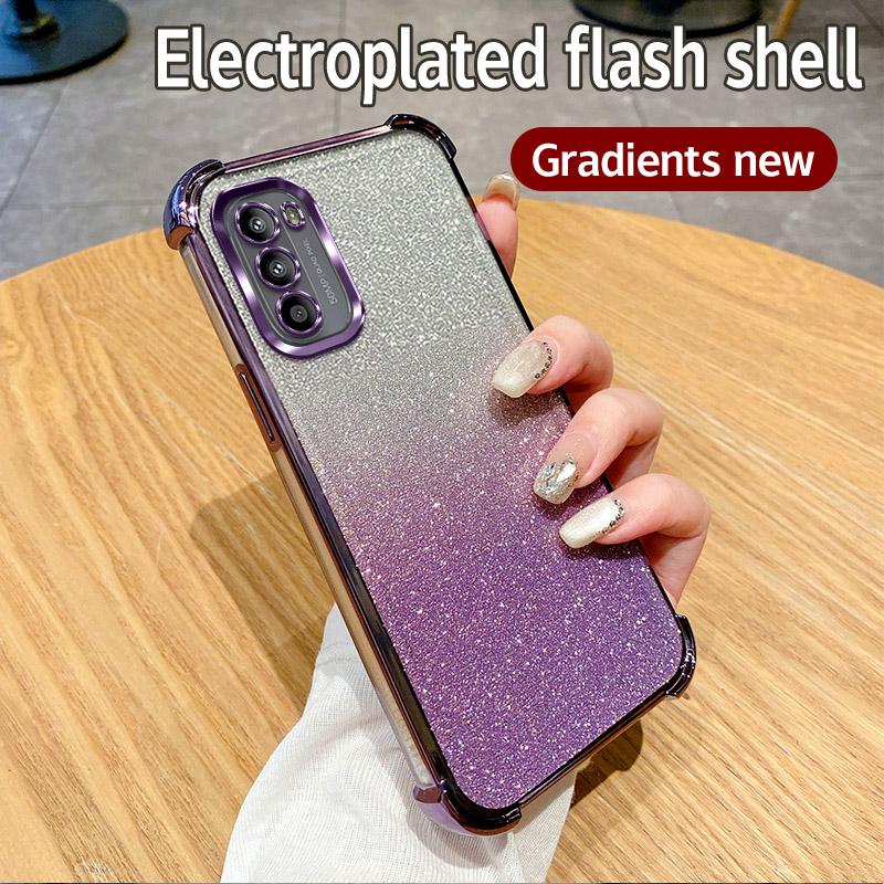 Luxury Plating Shockproof Clear Glitter Phone Case For Motorola Moto G84 G54 G82 5G G52 G71S G30 G20 G10 Power Transparent Cover