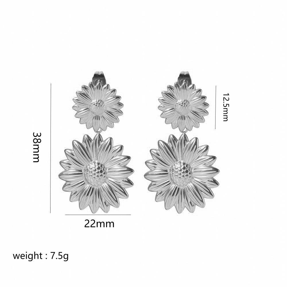 Retro Gold Stainless Steel Butterfly Flower Earrings