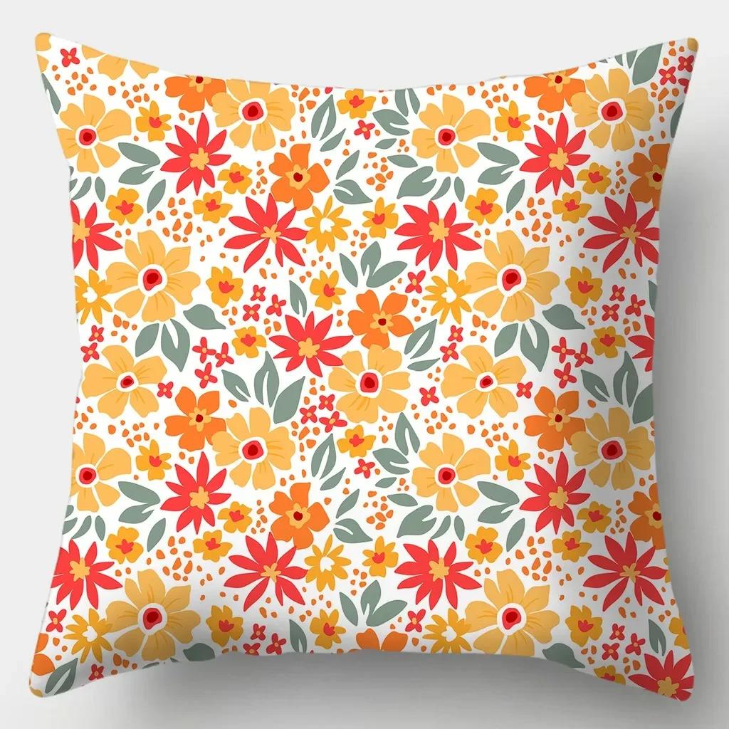 Flower Pillowcase Square Sofa Pillow Cover Watercolor Flowers Cushion