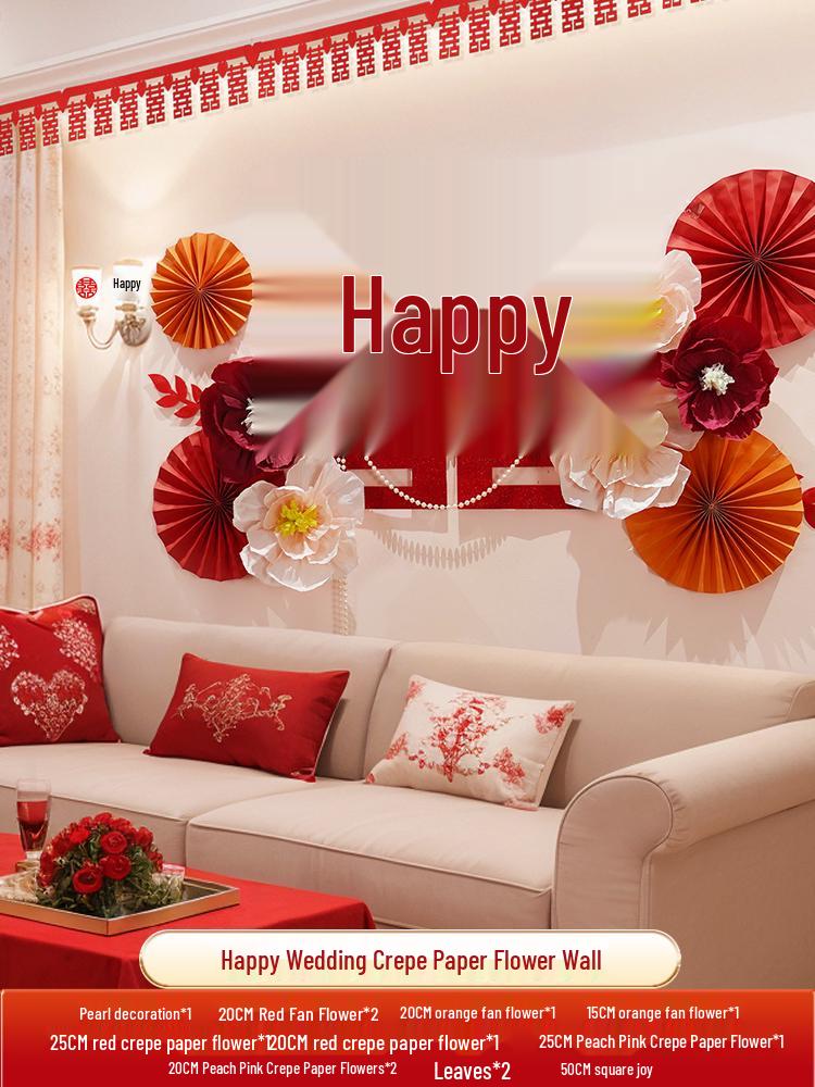 Wedding Decoration Set for Groom's New Home: Living Room TV Wall & Flower Decor