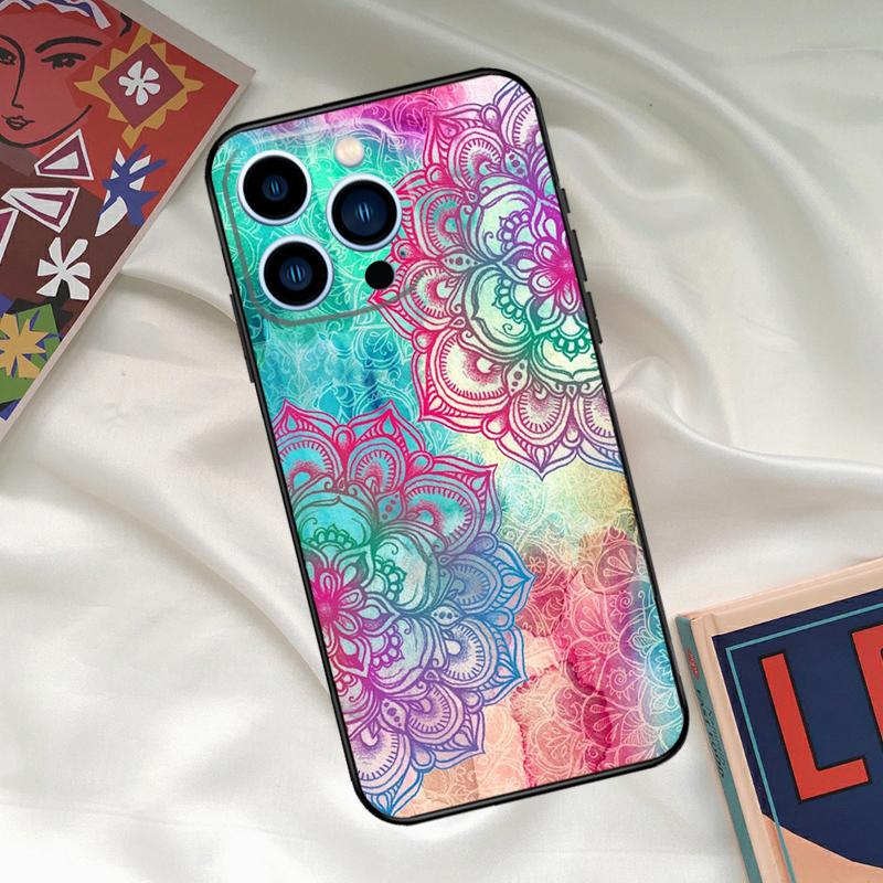 Elegant Mandala Floral Design Phone Case For iPhone 16 15 14 13 12 11 17 Pro Max 15 16 Plus 12 Mini 16e 17 Air Funda Cover