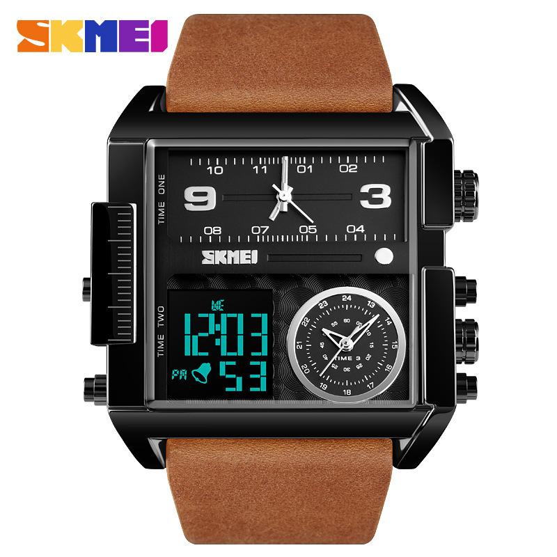 SKMEI Men's Quartz Movement Watches 3 Times Multi-functional Men Sports watch Top Luxury Brand Military Digital Wristwatch reloj