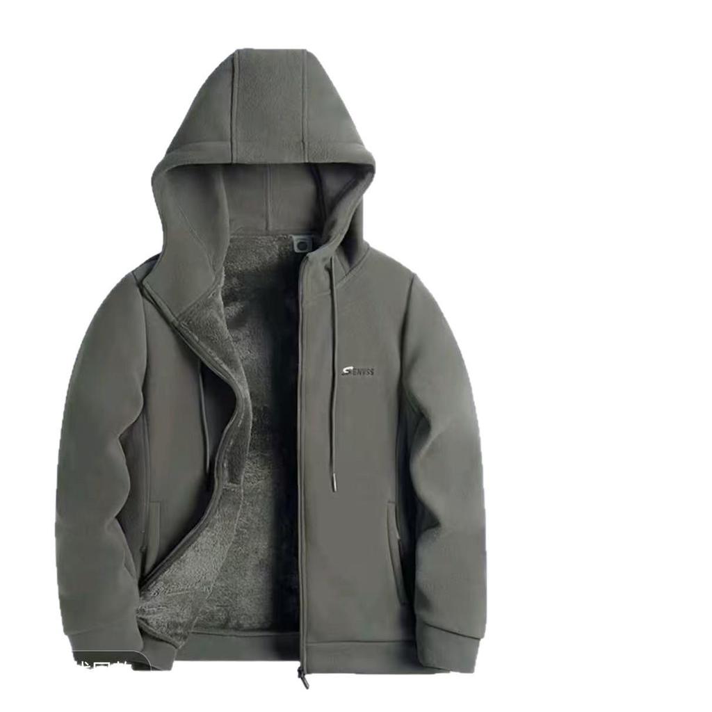 Men's 2025 Hooded Lambswool Fleece Lined Double-Sided Jacket Pullover Cardigan