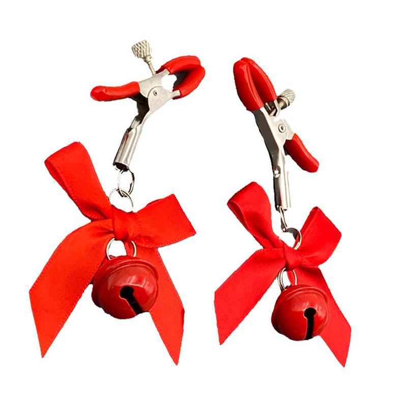 1Pairs Bondage Bowknot Small Bell Nipple Clamps Exotic Accessories Sexy Metal Breast Stimulation Hairball Sex Toys For Women