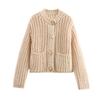 Womens Oversized Knit Cardigan With Pockets Long Sleeve Round Neck Casual Streetwear Winter