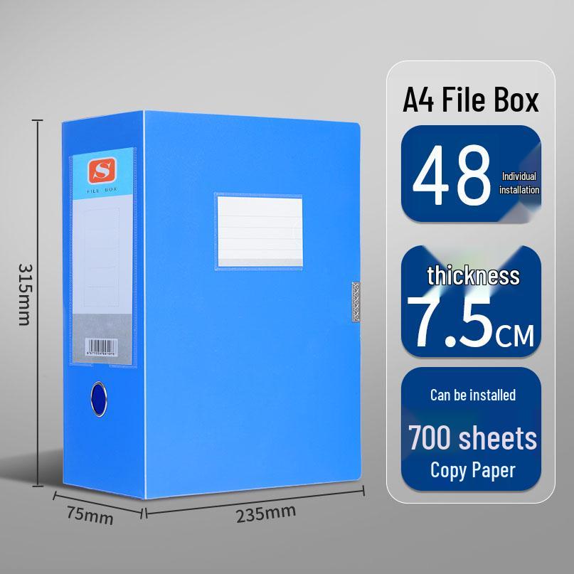 Large A4 Plastic Document Archive Box: 10x15cm, 75mm Thick, High Capacity Storage