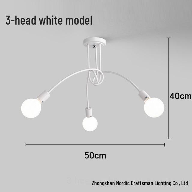 Modern Minimalist Industrial Ceiling Light - Creative Iron Pipe Design for Study, Bedroom, Living Room, or Children's Room
