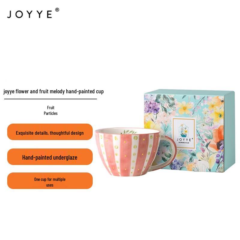 JOYYE Hand-Painted Floral Ceramic Mug 380ml