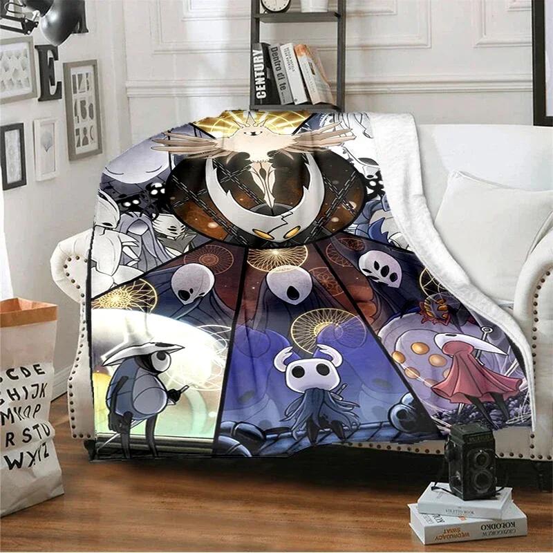 

Мультяшное игровое одеяло Hollow Knight, напечатанное на 3D-принтере, мягкое и удобное теплое одеяло, для кровати, дивана, дорожное покрывало для улицы# 75X95CM серый