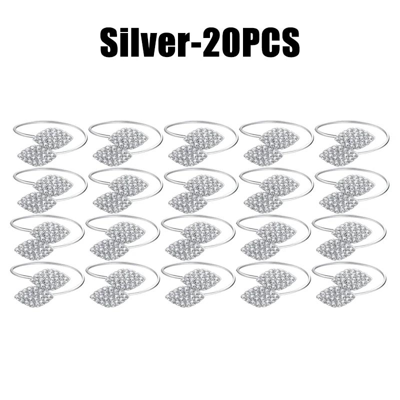1-50PCS Leaves Napkin Rings Elegant Gold Sliver Leaf Napkin Buckles Holder for Birthday Wedding Party Dinner Table Decor