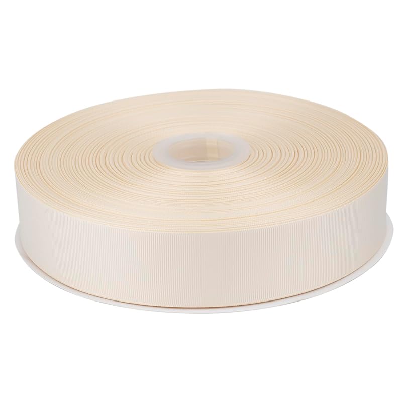 

[Tekdeere]Width 38mm solid ivory grosgrain ribbon, perfect for gift wrapping, sewing, hair accessories, wedding decorations - 91m/roll