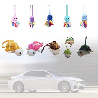 Car Rear Mirror Woolen Cartoon Hanging Ornament for Women Girl Auto Interior Decorations Pendant for Backpack Keychains