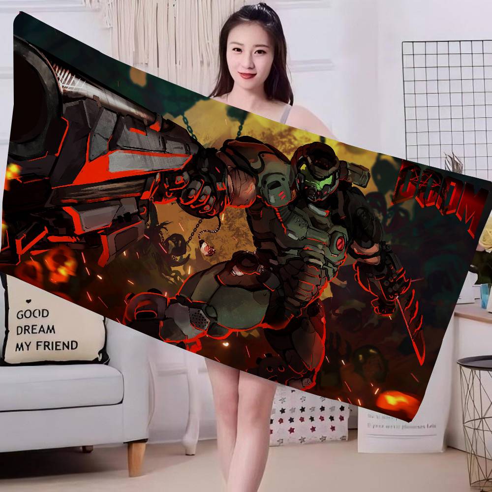Shooting Game D-Doom Microfiber Blanket Quick Drying Beach Towels Oversized Printing Super Absorbent Pool Towel Blanket