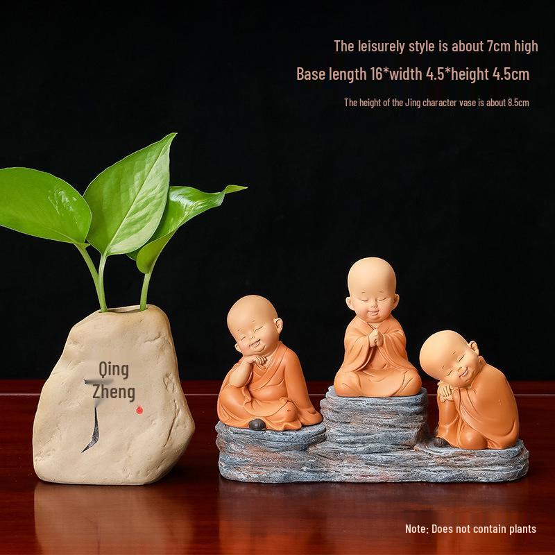 Handmade Cute Little Monk Resin Ornaments for Desktop Decoration