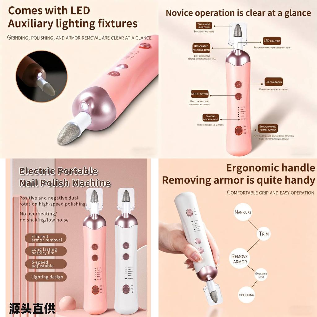 Multifunctional Electric Manicure Buffer And Shiner For Personal Use And Spa Treatment