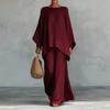 New 1116 European and American new women's elegant simple loose solid color shirt wide-leg pants set