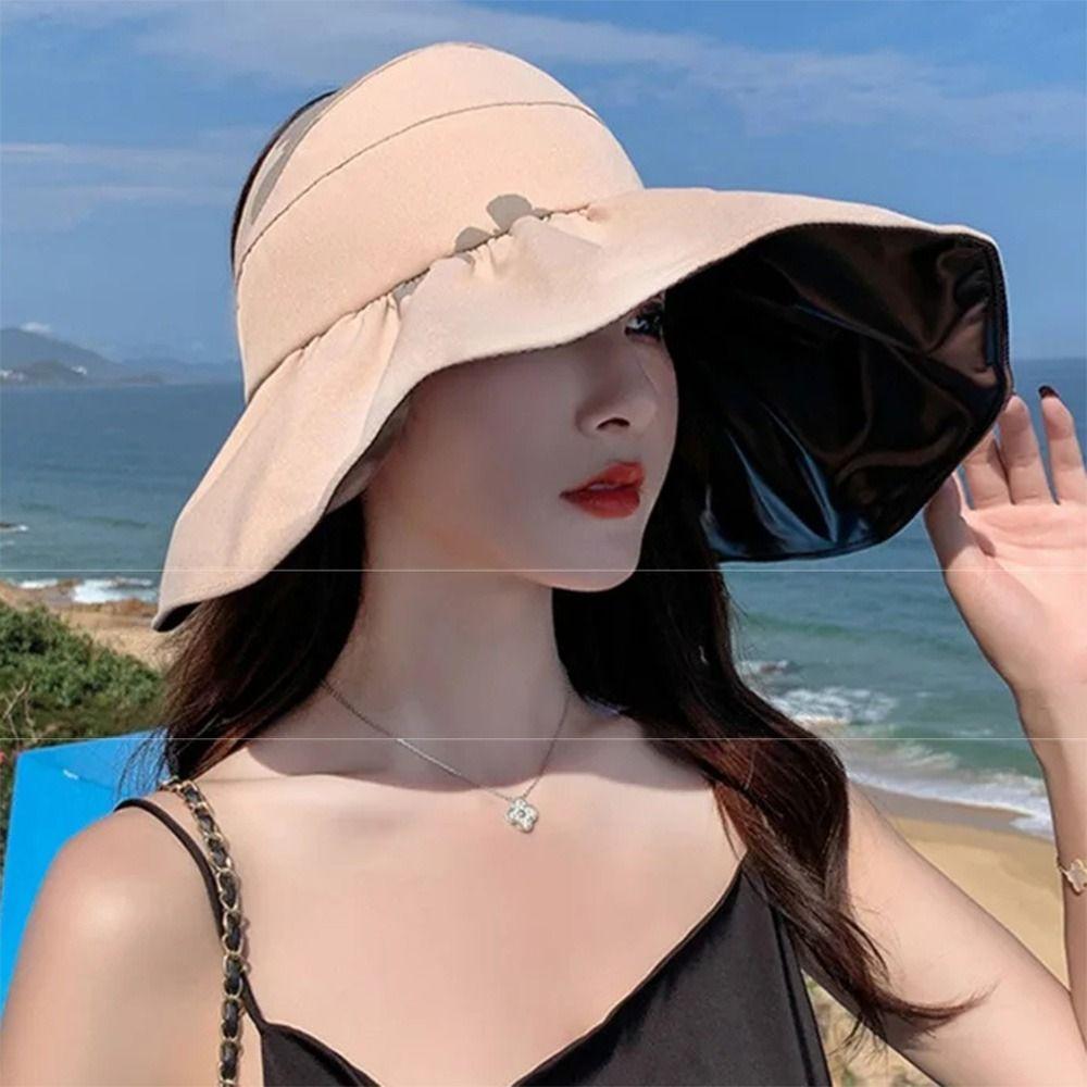 UV Protection Large Visor Sun Hat Foldable Sunscreen Bucket Hat Fashion Summer Sun Cap  Fishing