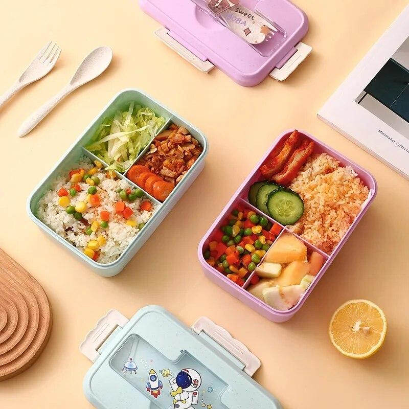 Fiambrera bonita para niños, niñas y niños con compartimentos, fiambrera Bento para escuela, cajas de aperitivos de comida para niños a prueba de fugas, nuevo 2023